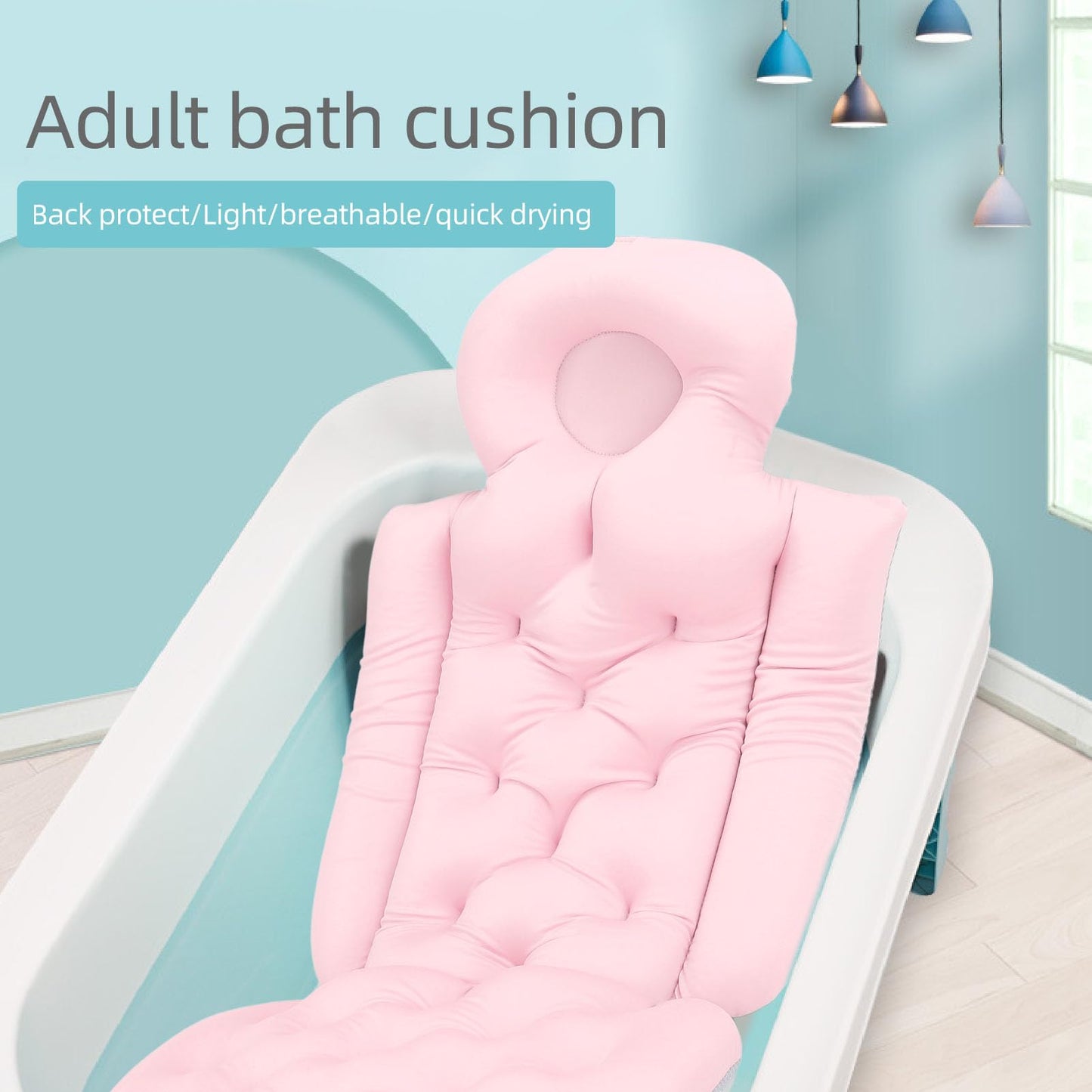 Generic Luxurious Full Body Bath Pillow for Bathtub - Comfortable Tub Cushion Mat with Headrest and Neck Support for Relaxation (Pink)
