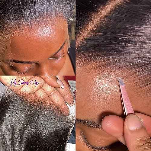 Myshinywigs Bleached Knots 5x5 Real HD Lace Closure Skinlike Straight Human Hair Closure Pre Plucked with Baby Hair Brazilian Virgin Thin Invisible 5x5 Lace Closure Serrated Edge 16 Inch Closure Only