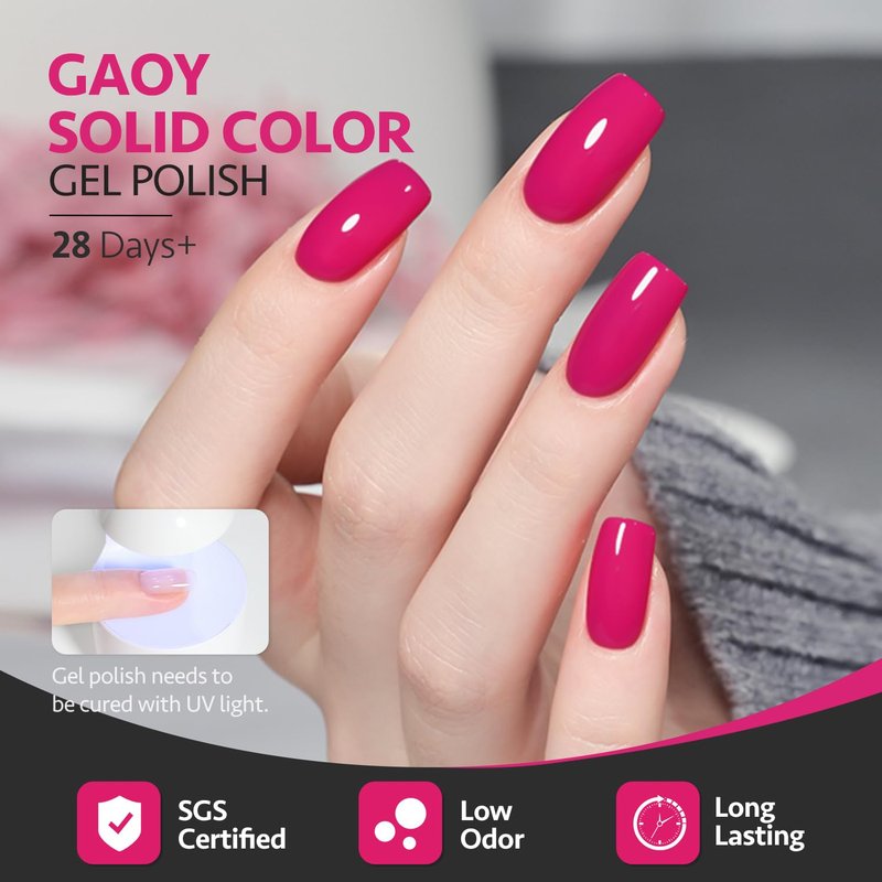 GAOY Hot Pink Gel Nail Polish, 16ml Soak Off UV Light Cure Gel Polish for Nail Art DIY Manicure at Home, Color 1527