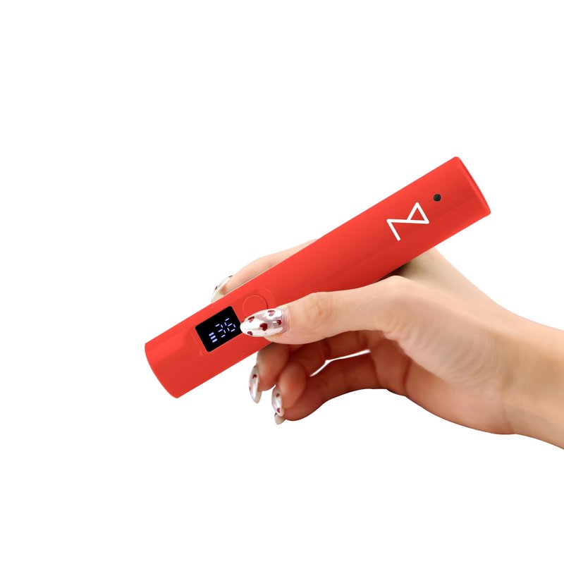 M - GlamCure GO Nail Flash Cure Lamp with Focus Beam Technology, Touch Screen - LED & UV Nail Light - Curing Lamp for Gel Nails, Acrylic, Builder - Portable & Adjustable (Red)