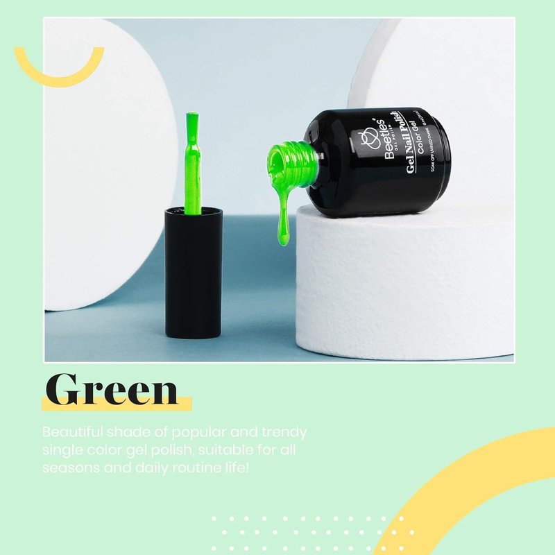 Beetles Neon Green Gel Nail Polish - 15ml Soak Off UV LED for Salon & DIY | Lime Green Day Nails