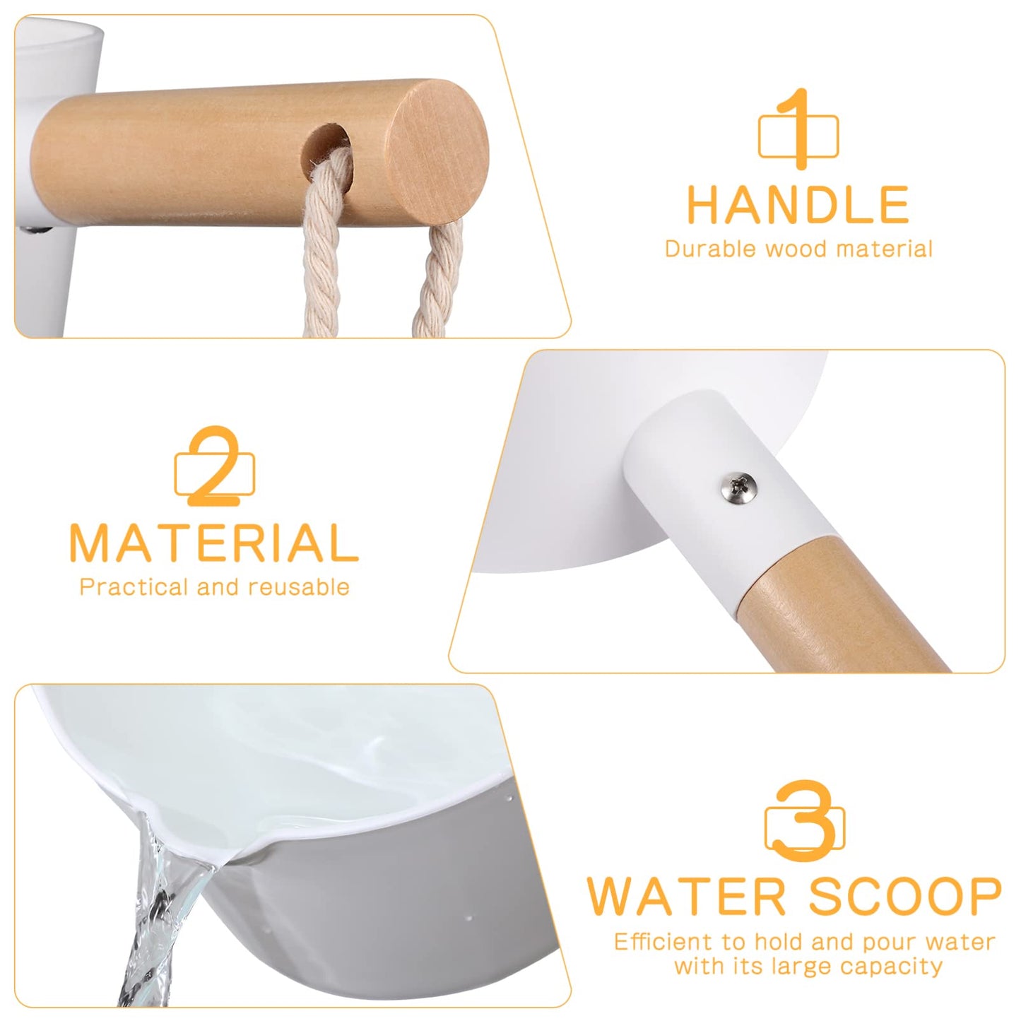 Hemoton Water Ladle long handle,Plastic Water Ladle,Bathroom Hair Washing Scoop,Bath Dipper Spoons,Kitchen, Scoop with String,Spoon Kitchen Home Tools