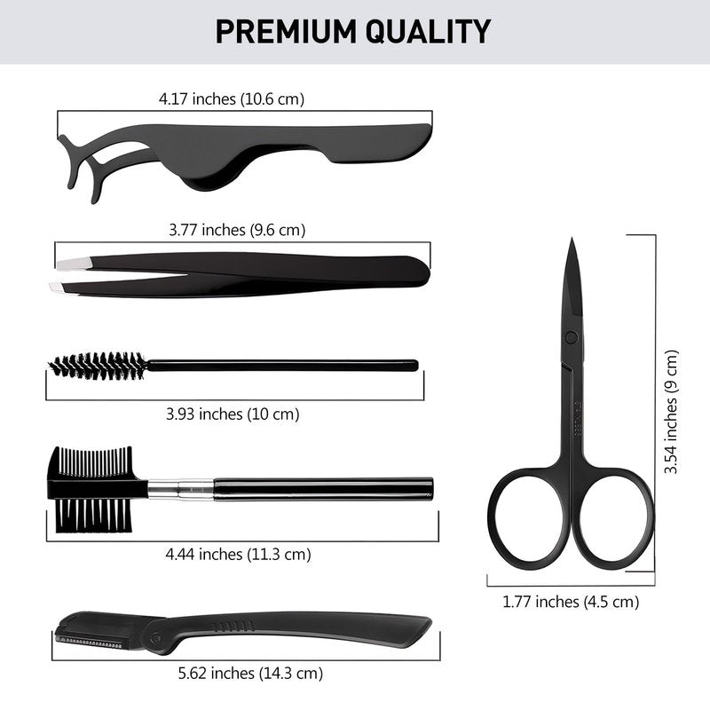 Kootinn Eyebrow Trimmer Kit, 6 in 1 Eyebrow Scissors, Tweezer, Eyebrow Razor, Eyebrow Brush and Comb for Women