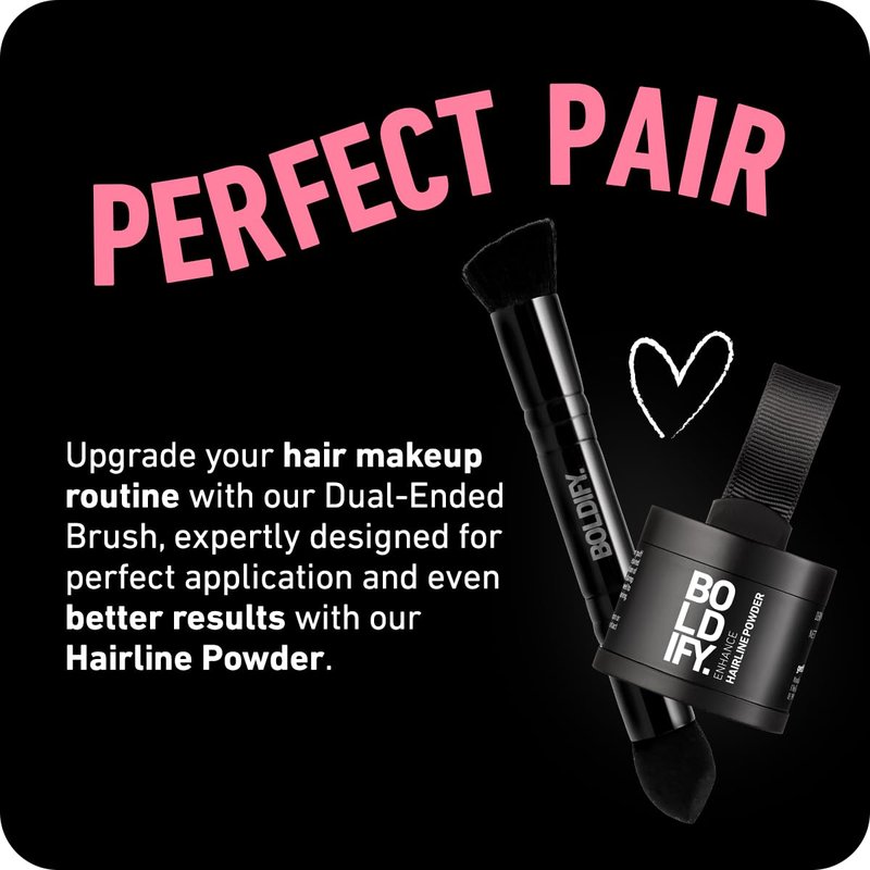 BOLDIFY Dual-Ended Hairline Powder Brush - Precision Makeup Brush Set with Sponge Tip for Seamless Blending - Ideal as a Concealer Brush, Hair Contour Brush, and Root Touch Up