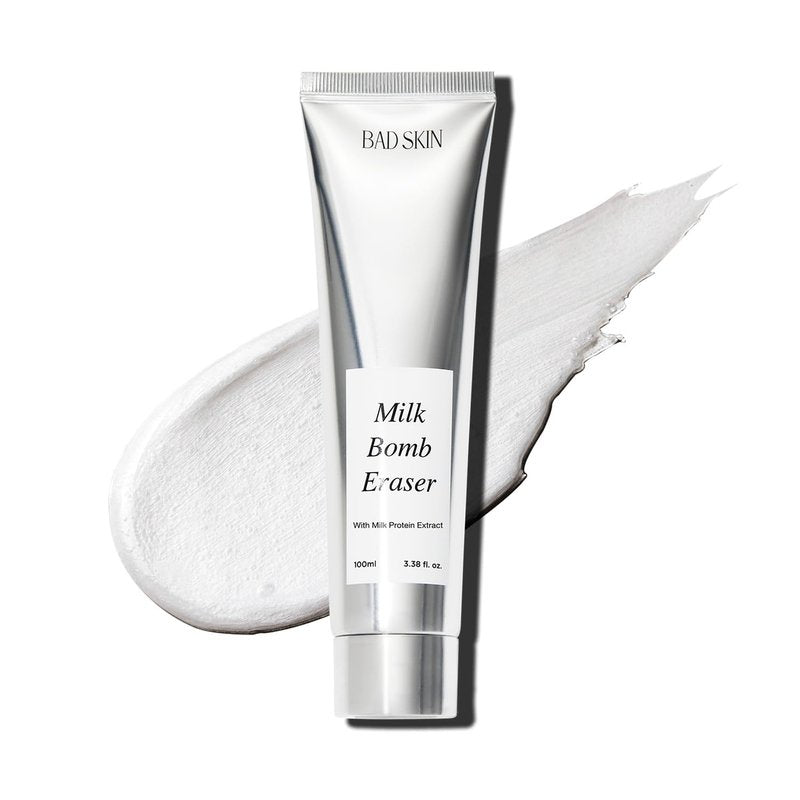 BadSkin Milk Bomb Eraser 100ml - Gentle Daily Cleansing Foam with Milk Protein & AHA/BHA | Hydrating Pore Cleanser