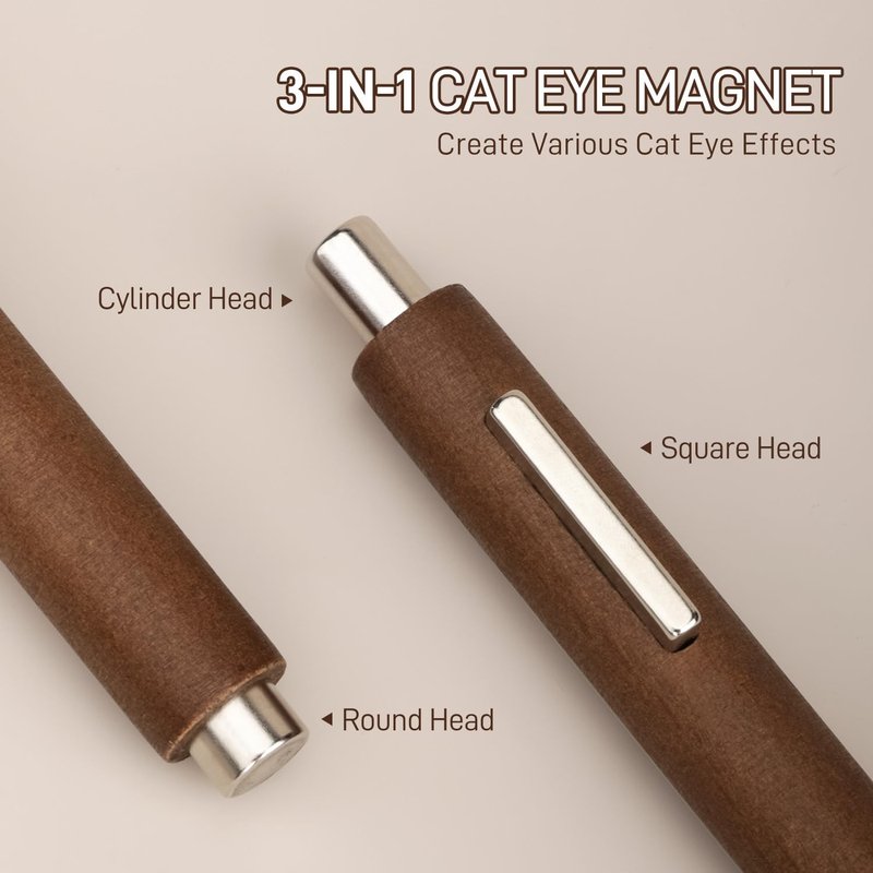 GAOY 3-in-1 Cat Eye Magnet for Nails, Cigar Shape Nail Magnet, Multi-Function Nail Magnets for Nail Art DIY at Home, Brown