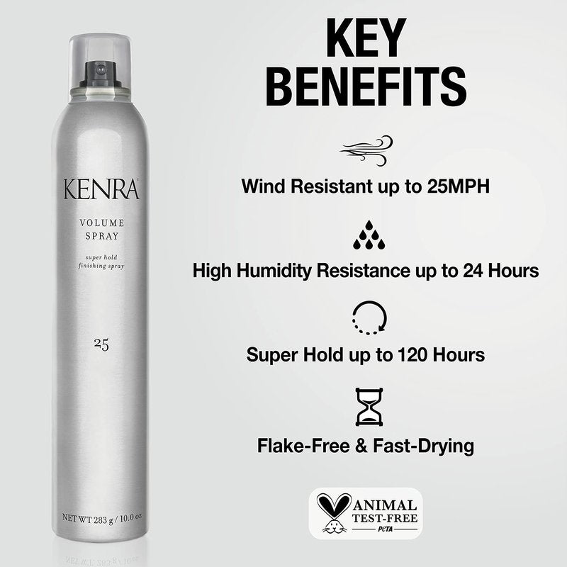 Kenra Professional Volume Spray 25 50% | Super Hold Finishing & Styling Hairspray | Flake-free & Fast-drying | Wind & Humidity Resistance | All Hair Types | 16 oz (2-Pack)