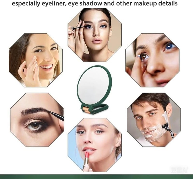 Handheld Magnifying Mirror - 1X/5X Double-Sided Folding Design | Adjustable Handle for Travel & Makeup