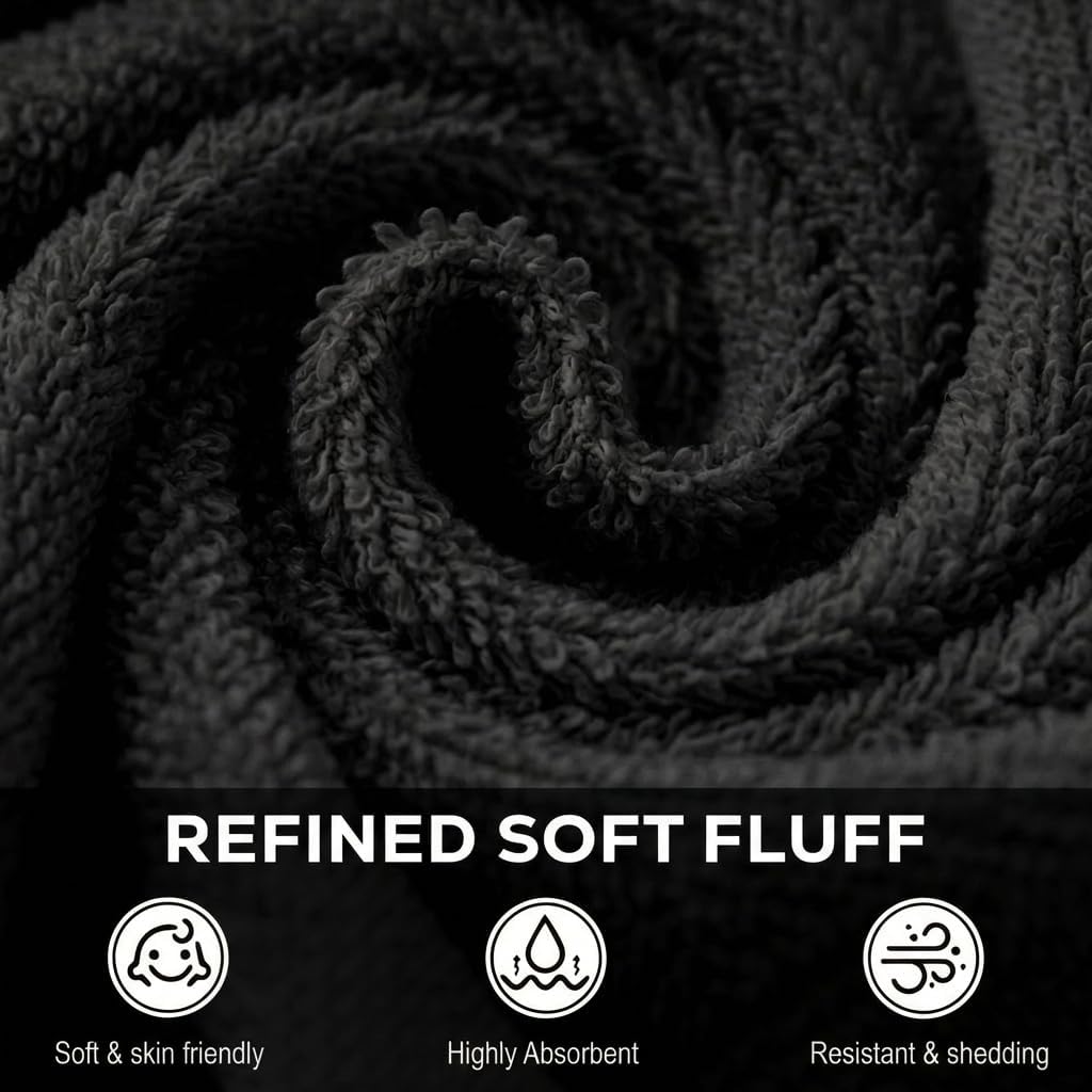 Utopia Towels | 12 Pack Cotton Washcloths Set - Premium Flannel, Highly Absorbent, Soft Fingertip Towels in Black