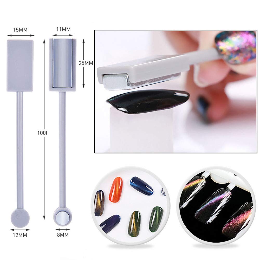 WOKOTO 6Pcs 3d Cat Eyes Magnet Magnetic UV Gel Nail Polish Magnet Pens Set Flower Ombre Design Double Head Magnet Stick Manicure DIY Tools Nail Magnet For Cat Eye Designs Wands