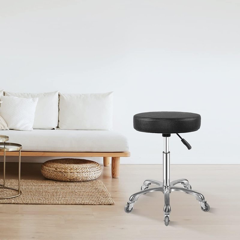 Ainilaily Rolling Stool - Heavy Duty Hydraulic Massage Chair with Wheels | Adjustable Black Swivel Design