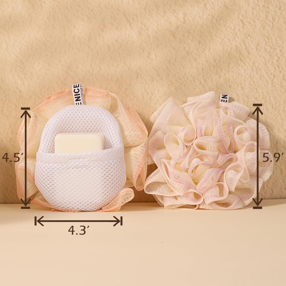 Washcloth Loofah Combo 2-in-1 Soap Bags, Soap Savers and Bar Soap Pouch for Deep Exfoliating Body Scrubber and Mesh Shower Sponge