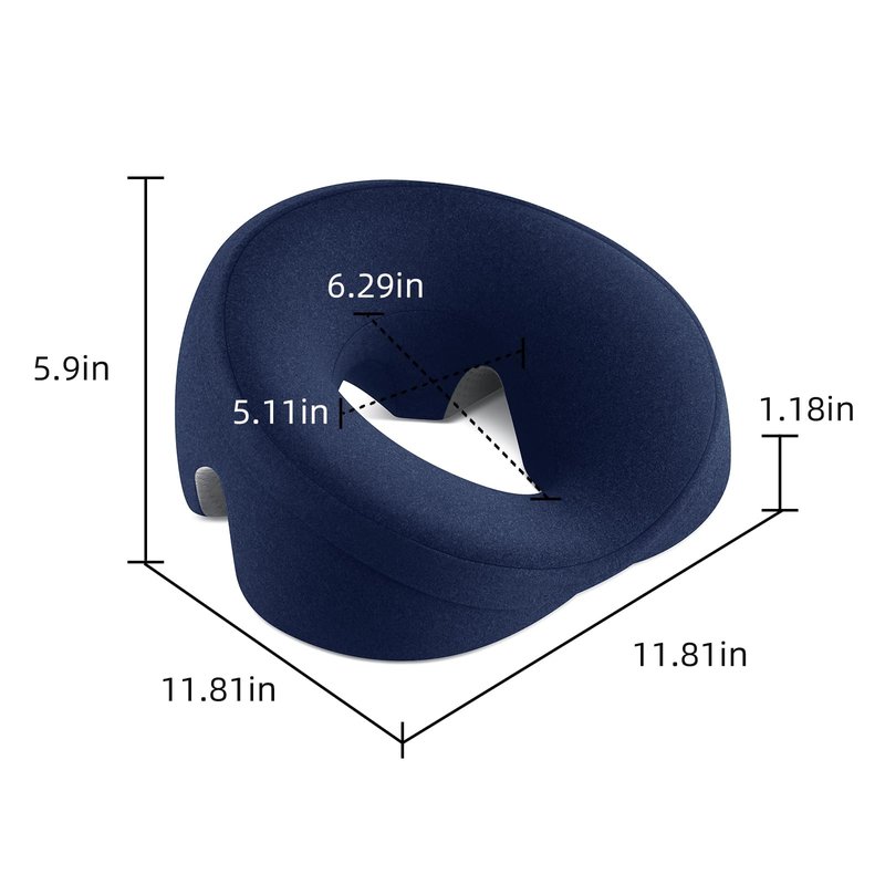 OSZZT Prone Massage Pillow for Facial Support，Prone Pillow for Eye Surgery，Detachable Cover，Facial Ventilation Hole Design (Navy Blue)