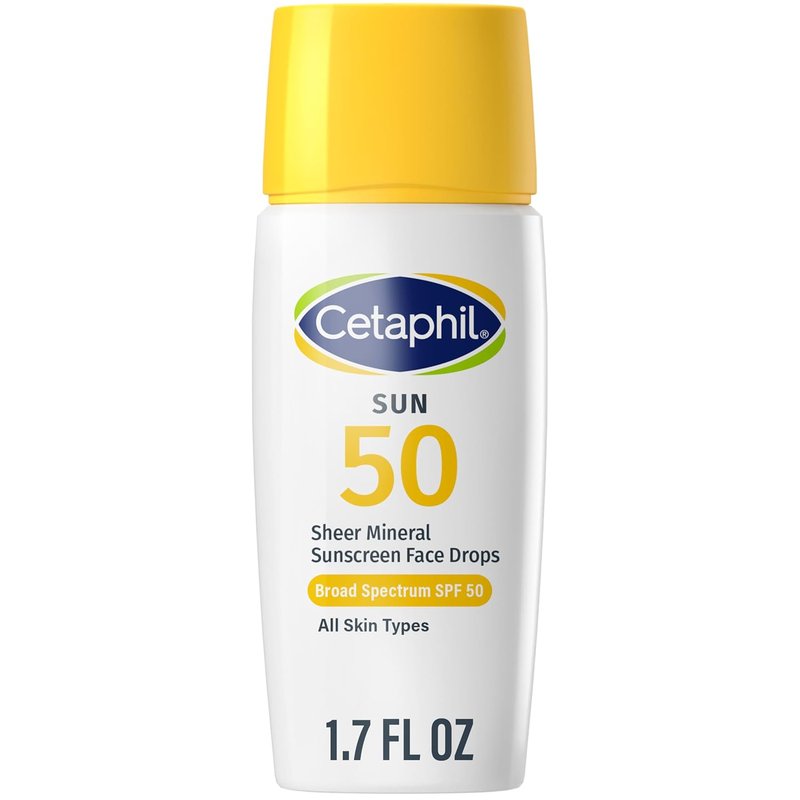 Cetaphil Sheer Mineral Sunscreen - SPF 50 Broad Spectrum UVA/UVB Protection for Sensitive Skin | 1.7 Fl Oz
