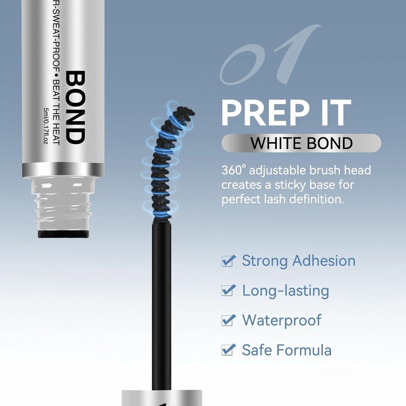 AiryCute Lash Bond and Seal - 150H Waterproof Eyelash Glue for Lash Clusters - Strong Hold, Latex-Free | Black 5ml + 5ml