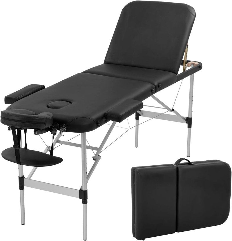 BestMassage Aluminium Massage Bed Portable Massage Table 24 inch Wide Lash Bed Height Adjustable 3 Folding with Non-Woven Bag for Spa Footmassage Facial CareSpa Tattoo