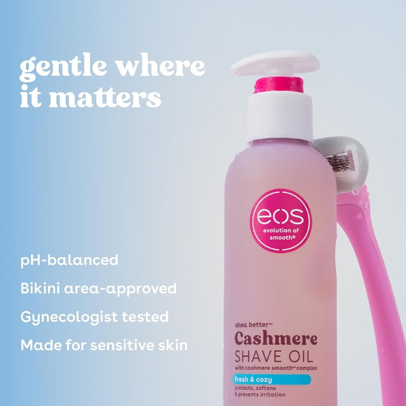 eos Cashmere Shave Oil - Moisturizing Formula with Shea Butter & Glycerin | Prevents Irritation, 6 fl oz