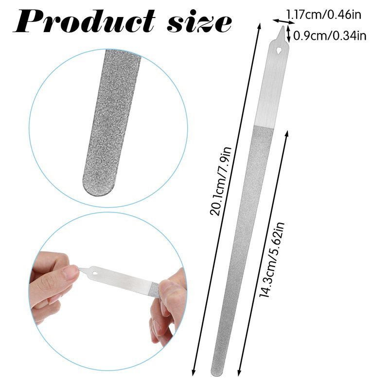 Elegaperma 4pcs Diamond Metal Fingernail File,Narrow Diamond Nail Files for Natural Nails,8 Inch Metal Fingernail File with Pointed Tip for Manicure Pedicure Women Men
