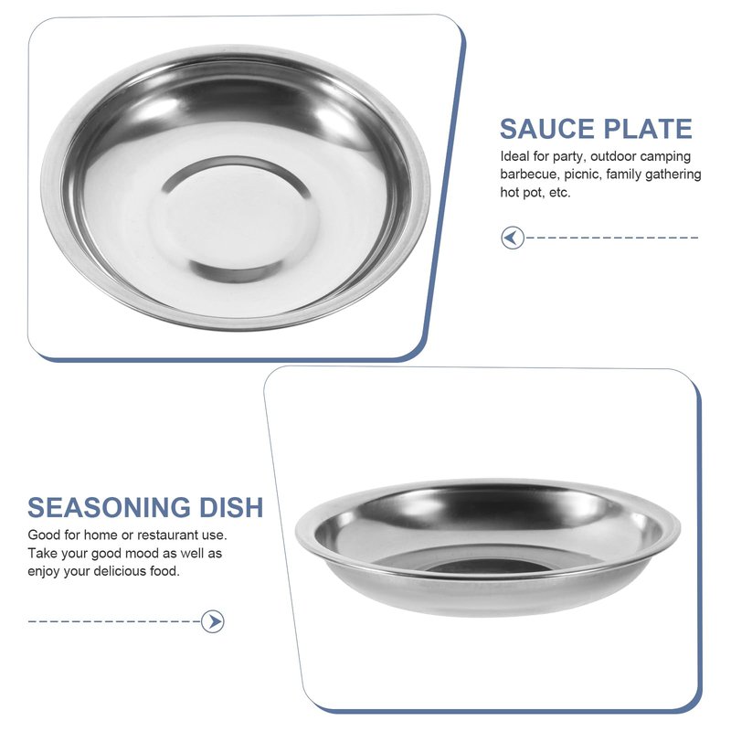 Hemoton 10Pcs Stainless Steel Sauce Dishes 3.93 Inch Round Mini Plates for Condiments Mustard Appetizers Bbq Sushi Snack Serving Home Restaurant