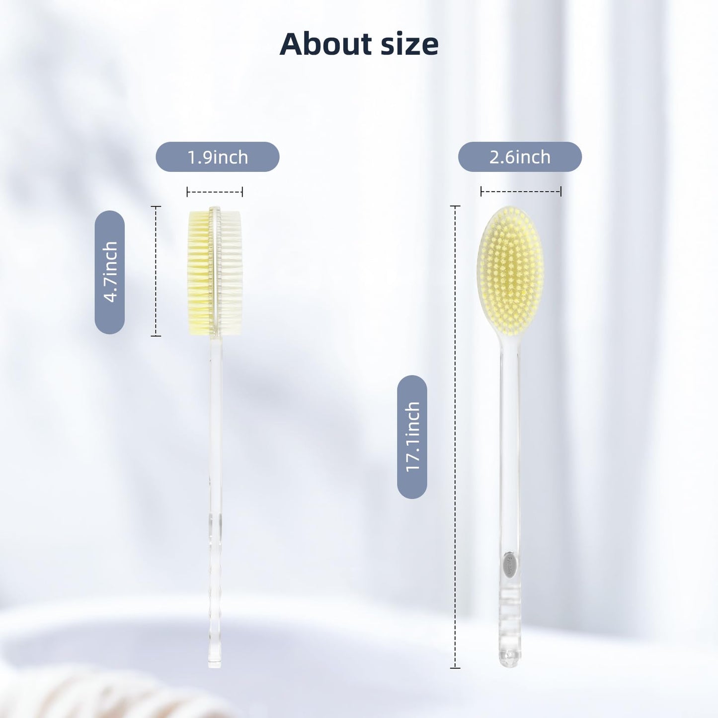 Fymblin Back Scrubber Long Handle for Shower,Back Brush Dual-Sided with Stiff and Soft Bristles,Body Exfoliator for Bath or Dry Brush