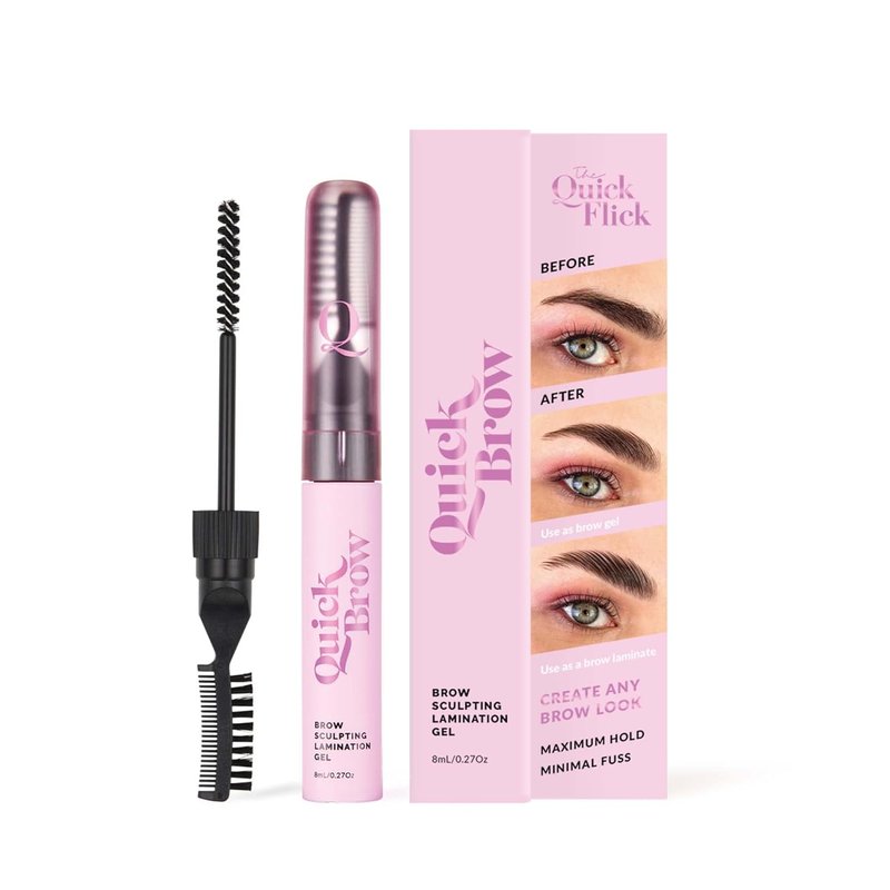 Quick Flick 2-In-1 Eyebrow Lamination Gel - Smudge-Proof & Long-Lasting Clear Formula with Double-Sided Comb (8 ml)