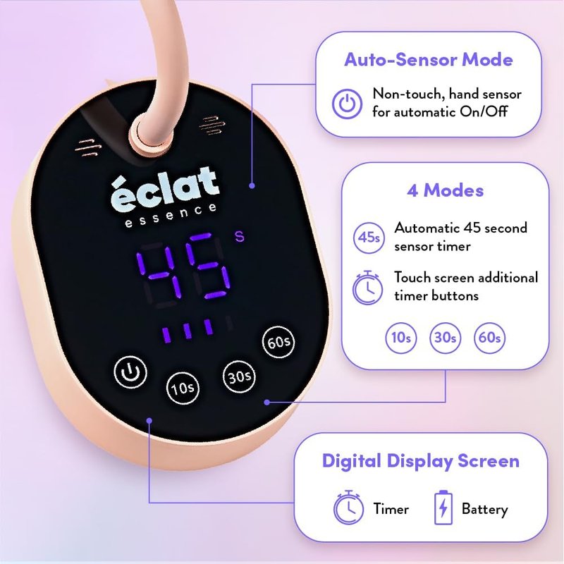 Éclat Flash Cure Lamp - 36W Rechargeable LED Mini UV Light | Cordless Nail Dryer with 4 Timers & Auto Sensor