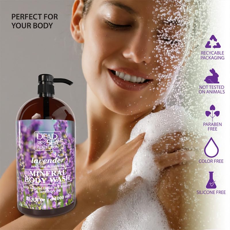 Dead Sea Collection Lavender Body Wash - Gentle Cleansing with Pure Dead Sea Minerals & Lavender Oil | Pack of 2 (67.6 fl. oz)