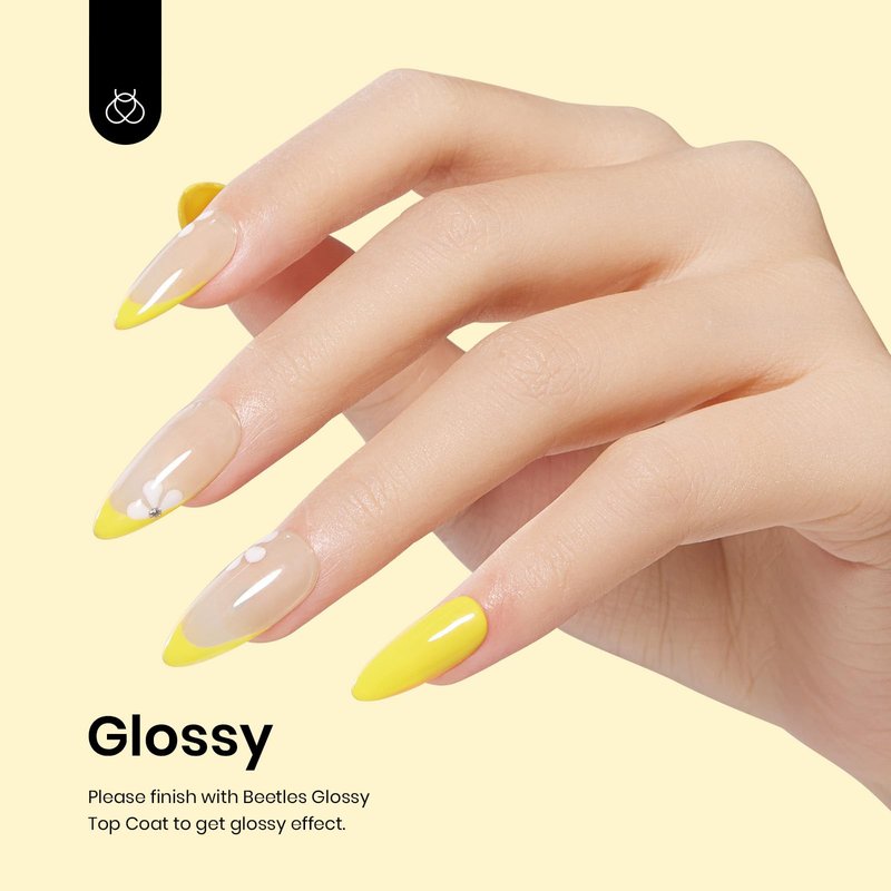beetles Gel Polish, 15ml Canary Yellow Color Gel Polish Soak Off LED Nail Lamp Gel Polish Nail Art DIY Home Manicure Salon Gel 0.5OZ