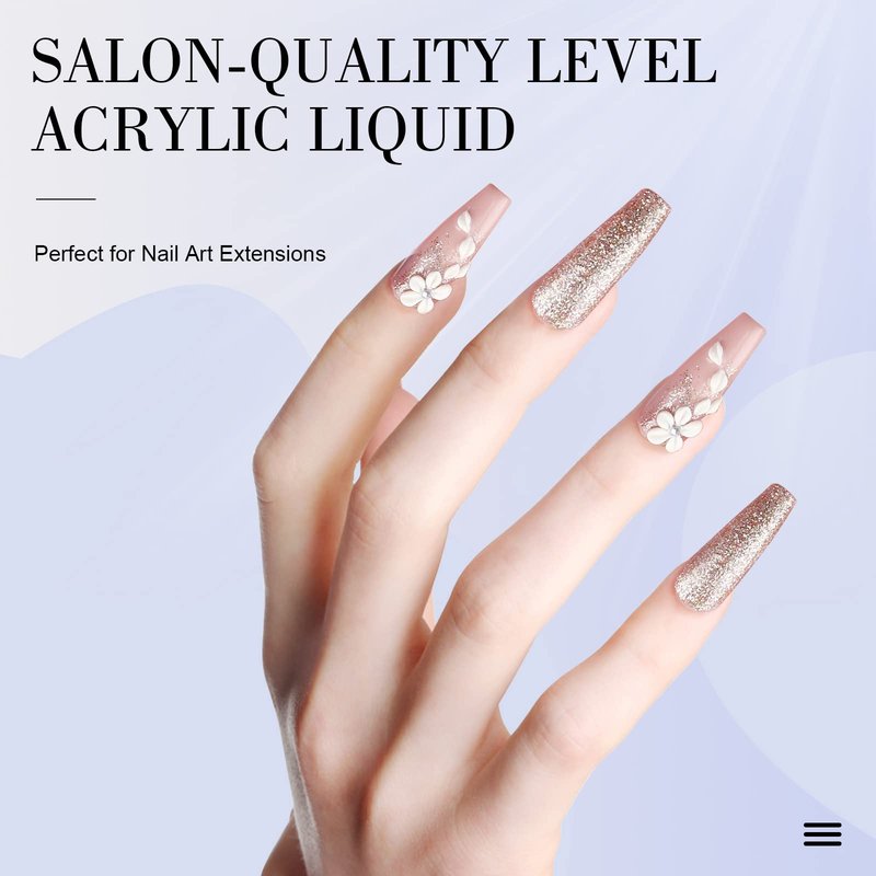 Saviland Monomer Acrylic Nail Liquid, 4 oz Acrylic Liquid for Acrylic Powder, Professional Non-Yellowing Acrylic Monomer for Nail Extension Salon Home DIY