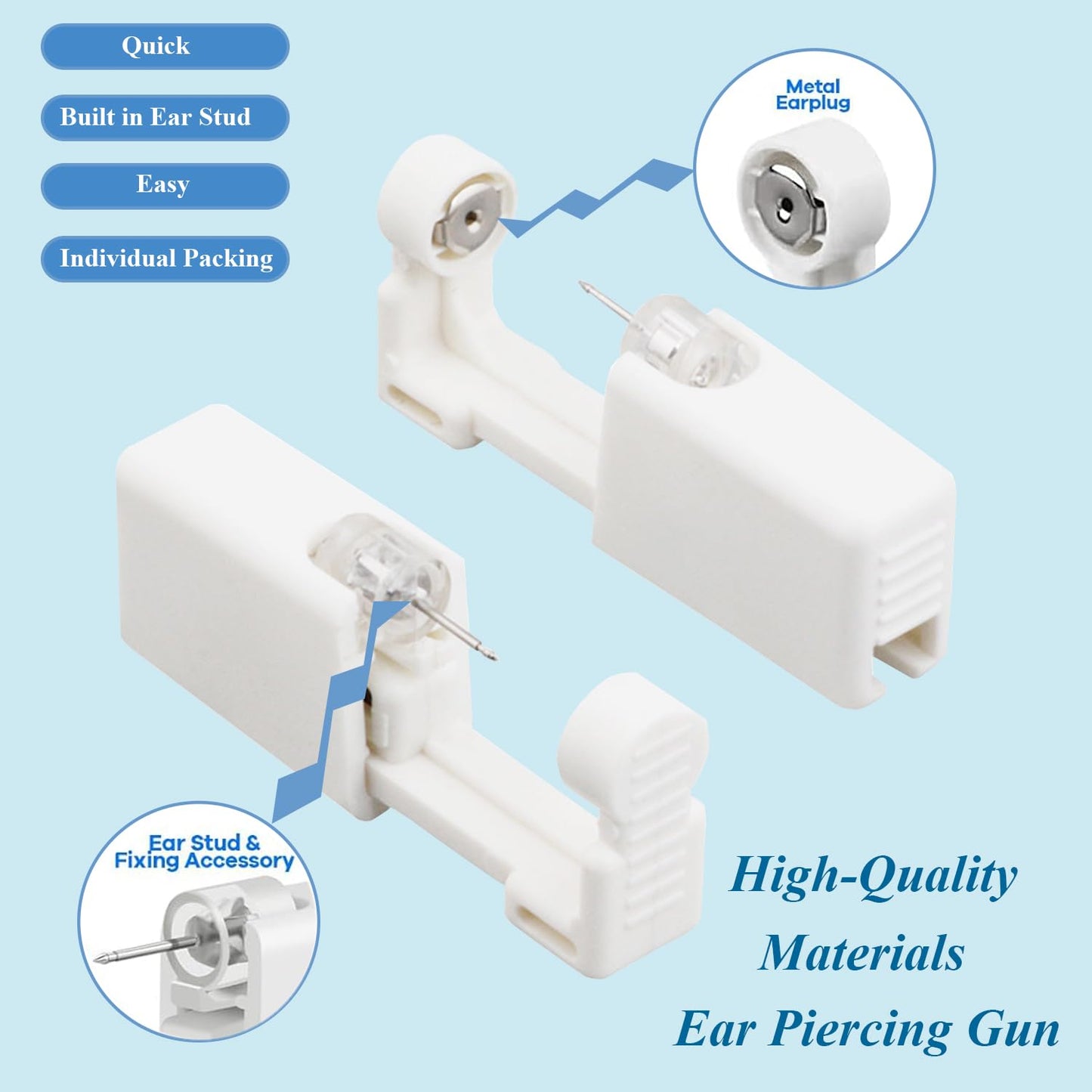 Orglace Ear Piercing Kit With Self Piercing Gun, Earrings Stud and Clear Piercing Disc - 8 Pieces (523#-5mm White)
