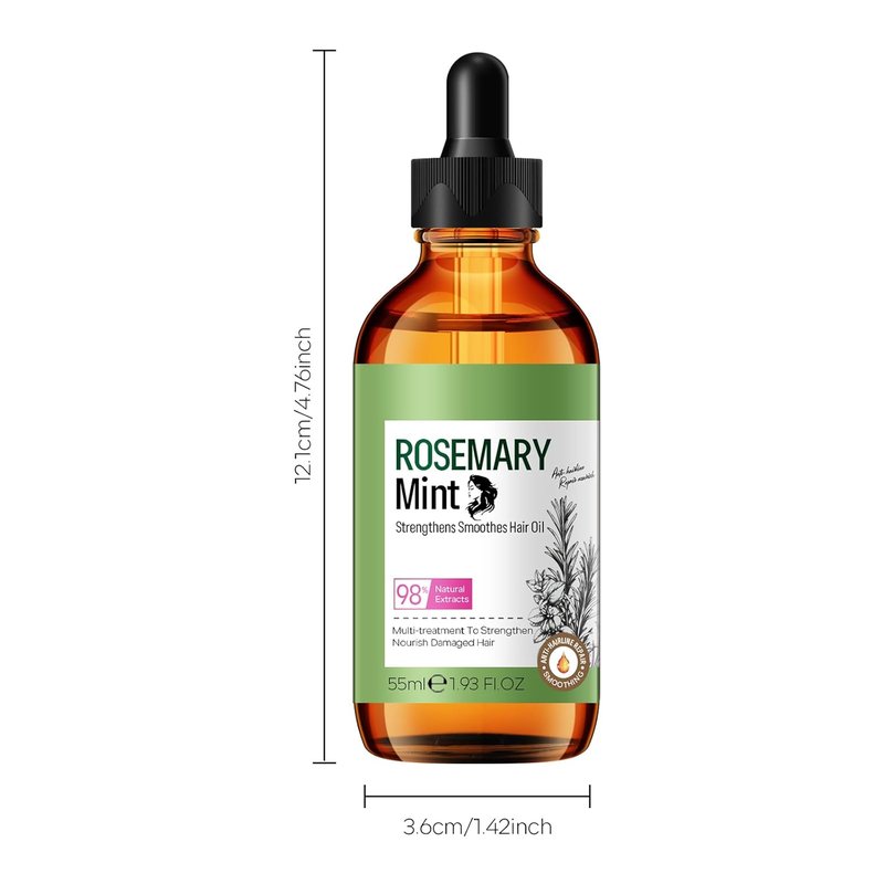 Rosemary Mint Hair Oil for Hair Growth, Strengthening and Smoothing Hair Oil, Deep Moisturizing and Nourish for Split Ends and Dry Scalp, Aromatherapy, Lightweight and Non-Greasy, 1.93 Fl Oz