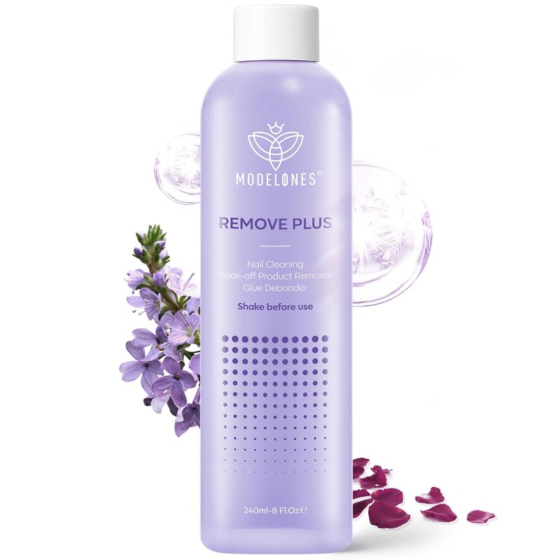 Modelones Nail Polish Remover - Gentle Gel Polish Remover with Jojoba Oil | 8 Fl Oz Lavender for Easy Soak Off
