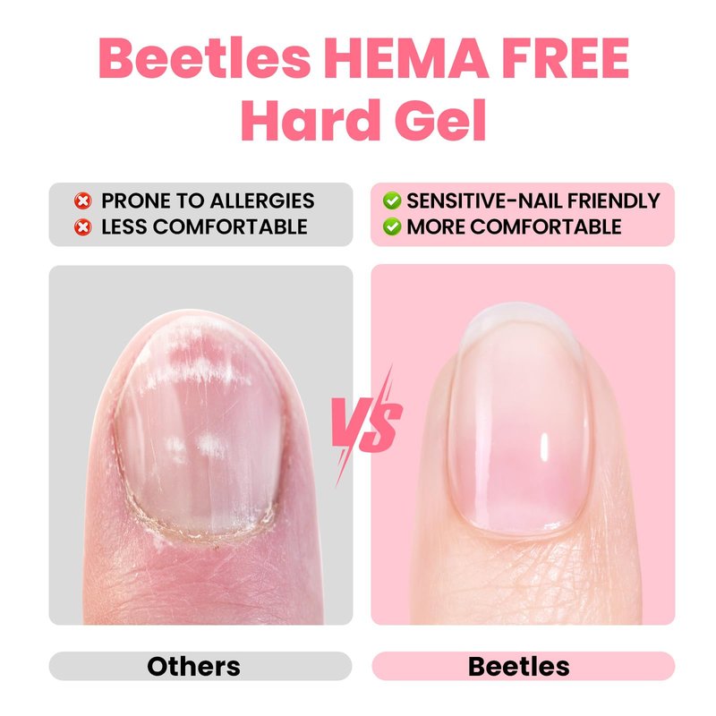 Beetles HEMA-Free Hard Gel for Nails,0.5 oz Mini Size Pink 9 in 1 Builder Nail Gel for Sensitive Nails Extension Sculpting & Overlays UV/LED Lamp Cured Professional Nail Tech Use Women