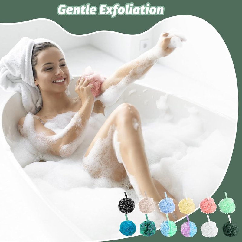 Amazerbst Shower Loofah - 6 Pack Bath Sponge Body Scrubber for Men & Women | Soft & Exfoliating