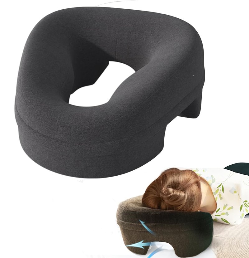 Fcare Face Down Pillows Massage After Surgery Post Eye Surgery, Pillow for Bed Headrest Prone Down Sleeping，Face Cradle，BBL Pillow Recovery & Removable Cover Grey