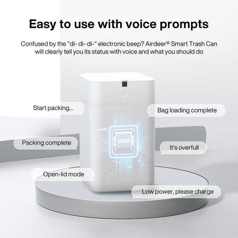 Airdeer Automatic Trash Can, 4 Gallon Self Sealing and Self-Changing Smart Trash Can, Motion Sensor, Touchless Garbage can with lid for Kitchen Bathroom Bedroom Office, 6 Refill Rings(A1, White)