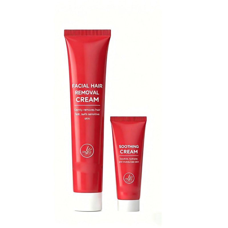 Facial Hair Removal Cream for Women, 2-in-1 Facial Hair Remover Cream with Soothing Creams for Sensitive Skin, Gentle & Painless Depilatory Creams for Face Upper Lip Chin, For Smooth Skin 0.34 Fl Oz