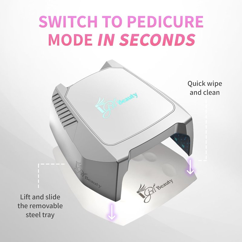iGel Beauty UV/LED Nail Lamp - 48W Wireless Rechargeable Curing Light | Smart Motion Sensor & Removable Tray for Manicure & Pedicure