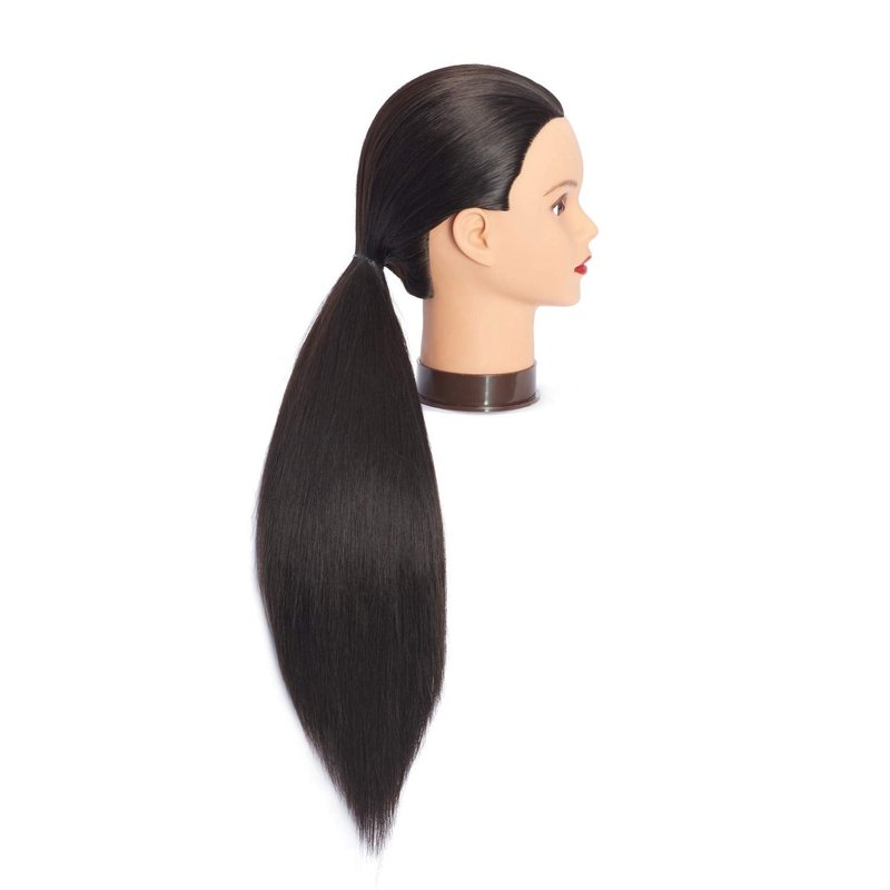 Headfix 26in-28in Long Hair Mannequin Head Stnthetic Fiber Hairdresser Practice Styling Training, Cosmetology Manikin Doll Head With Clamp Stand (6F1919LB0220)