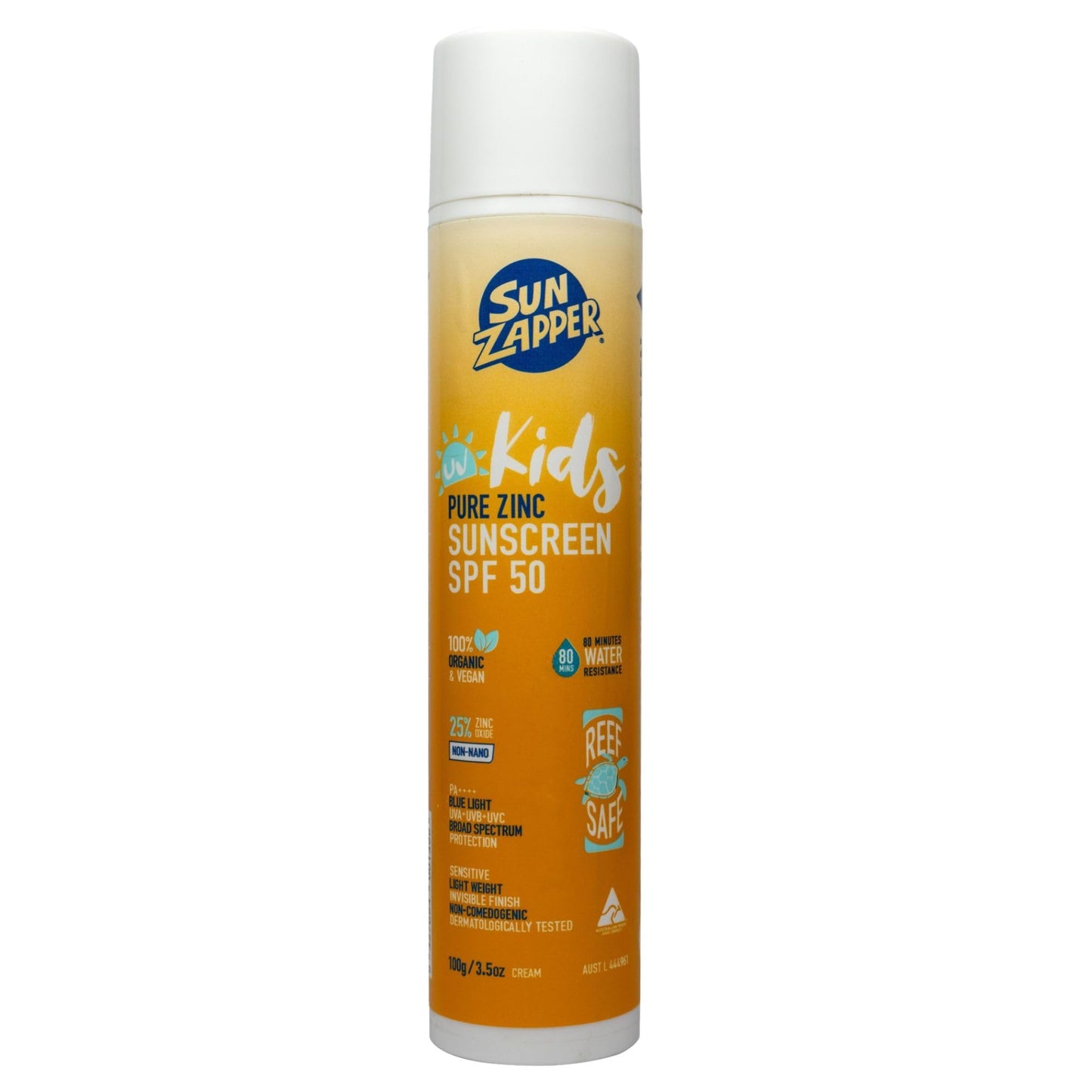 Sun Zapper Kids Pure Zinc Sunscreen SPF 50 – Mineral Sunscreen for Children with Organic Ingredients, 25% Non-Nano Zinc Oxide, Reef Safe, Water Resistant, Fragrance Free, Vegan, 100g (3.5 oz) Pump