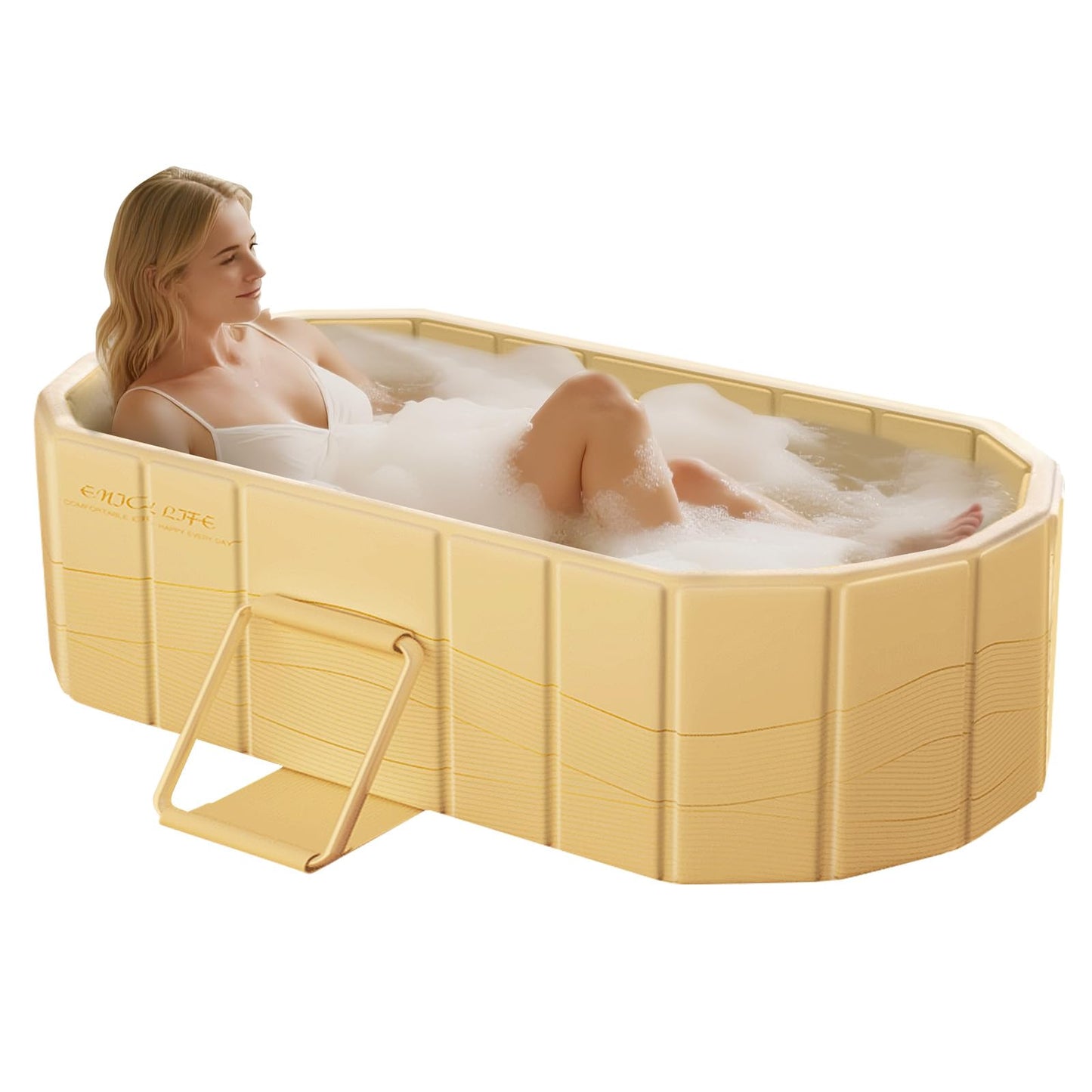 HLCZLUZ Portable Bathtub, Foldable Bathtub No Installation, Bathroom SPA Soaking Tub, Shower Stall Collapsible Hot & Ice Bath Tub (Light Pink, 29.5"L x 17.7"W x 9.8"H)