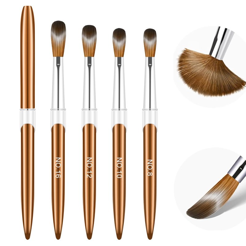 Acrylic Nail Brush Set - 4-Piece Professional Nail Art Brushes for Acrylic Powder & 3D Carving | Sizes 8/10/12/16