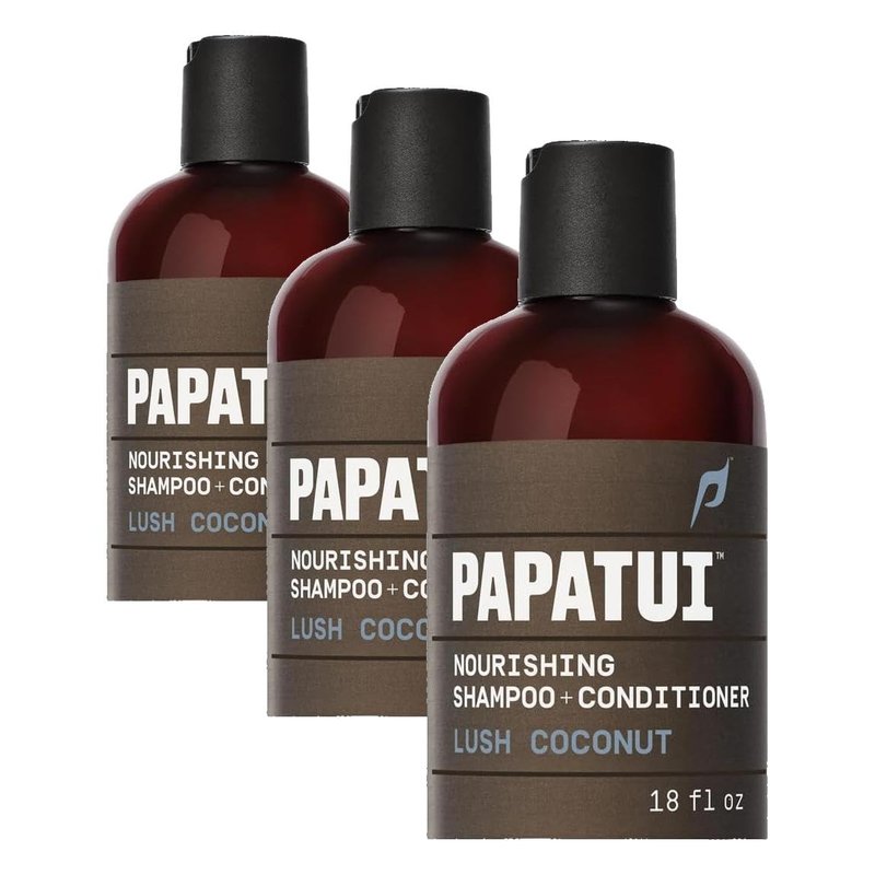PAPATUI by Dwayne Johnson Nourishing Shampoo + Conditioner 2in1 for Men | Clean Hair & Scalp | Sulfate-Free | Lush Coconut | 18 oz (Pack of 3)