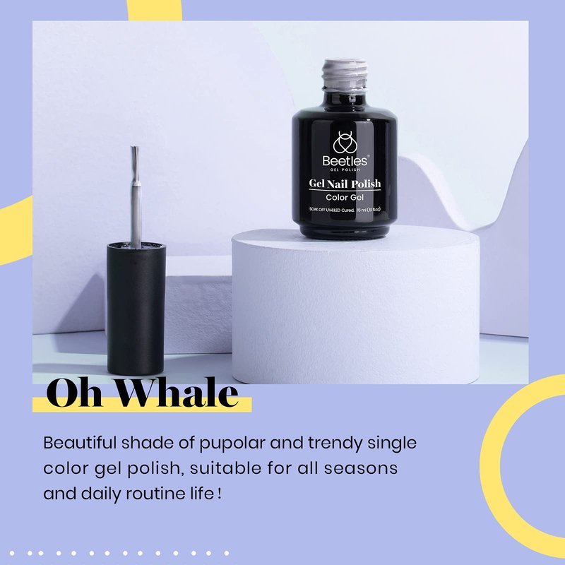 Beetles Grey Gel Nail Polish, 15ml Summer Grey Blue Gel Polish Soak Off UV LED Nail Lamp Nail Art Manicure Salon DIY Home 0.5Oz Nail Polish for Women