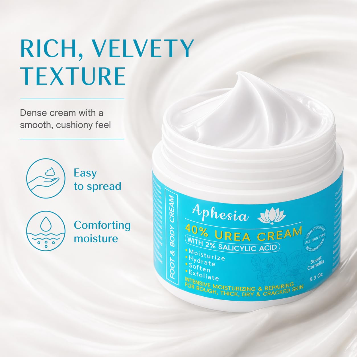 Urea Cream 40 Percent for Feet Maximum Strength w/ Vitamin E & 2% Salicylic Acid, Non-Greasy Formula Foot Cream for Summer Dry Cracked Heels - Intense Moisturizer Callus Remover for Hands, Foot, Body