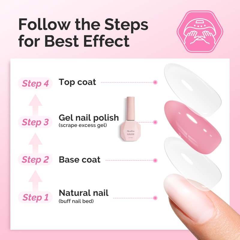 MelodySusie Jelly Gel Nail Polish Set,6 Transparent Colors,Milky or Jelly Texture,Classic Basic Colors Soak Off UV LED Light Cure or Salon Manicure and Nail Art DIY at Home