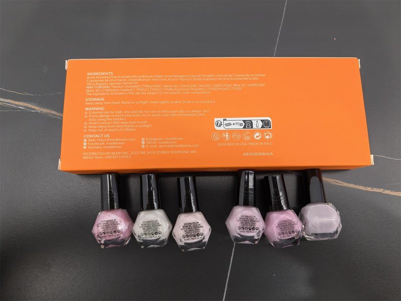 modelones Nail Polish Set 6 Colors, White Brown Nude Burgundy Pink Quick Dry Mini Nail Lacquer Kit, Glitter Shimmer Sparkle Red Nail Art, DIY Home Salon Manicure Gift for Women Girl