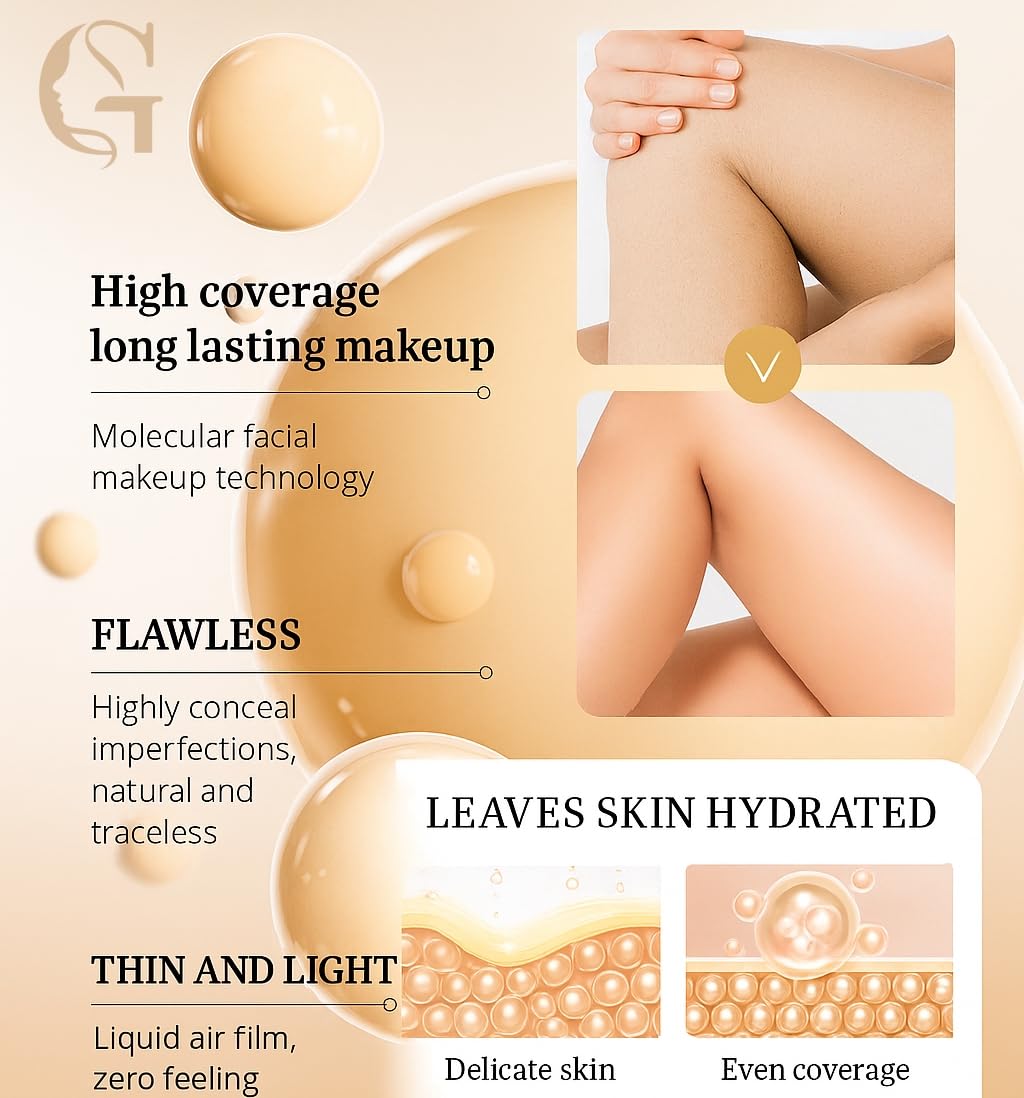 Waterproof Body Concealer – Tattoo, Scar & Vein Cover Up | No-Transfer Leg Makeup & Body Foundation for Flawless Skin, Long-Lasting Coverage for All Skin Tones – 100ml (MEDIUM)