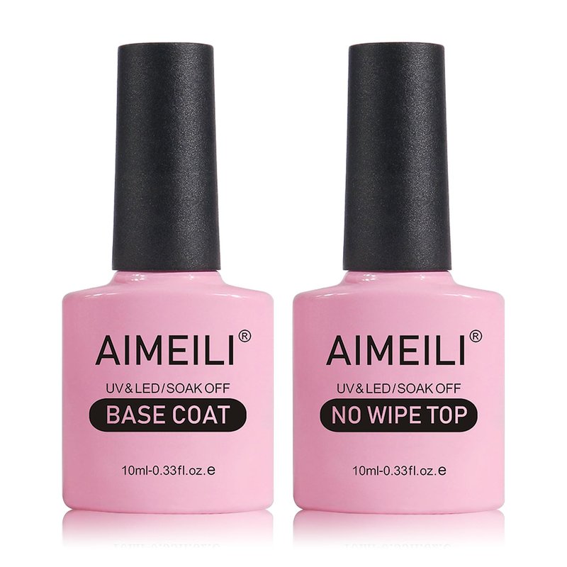AIMEILI Gel Nail Polish Set - No Wipe Top & Base Coat for Long-Lasting Shine | 2 x 10ml