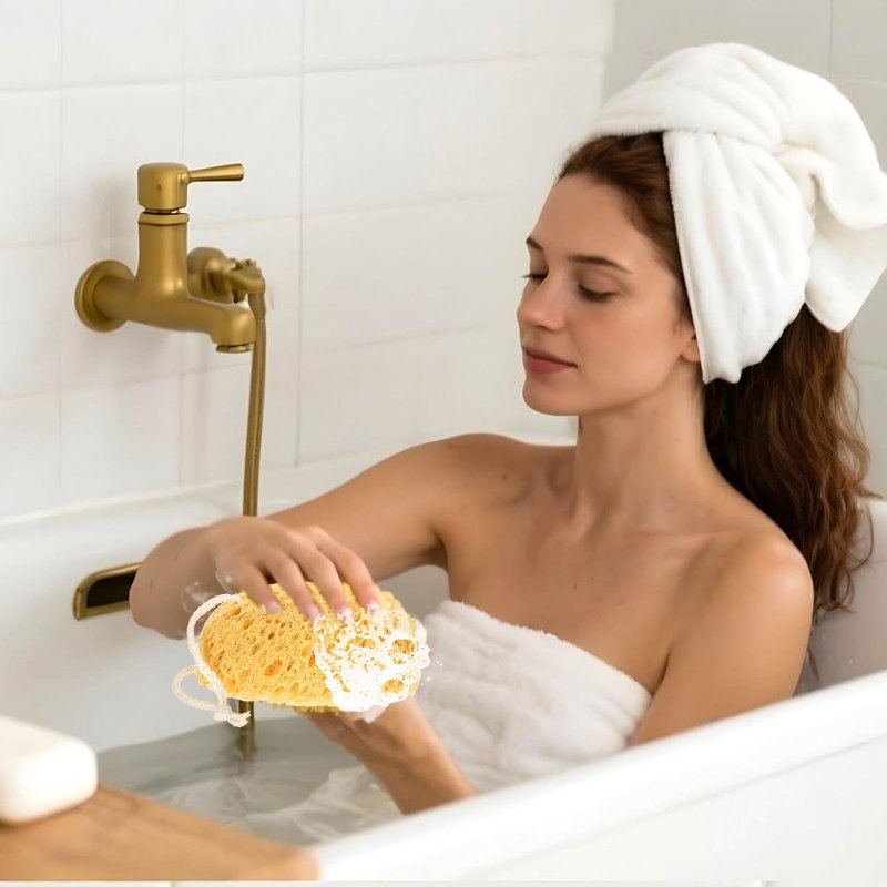 Kfhensomr 2pcs Body Sponges for Shower Soft Exfoliating Sea Sponges for Shower Face Body Wash Sponge Scrubber Puff Foam Loofah for Women Men Sensitive Dry Skin Bathing Gentle & Deep Cleansing